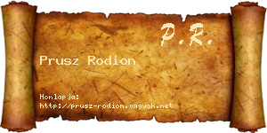 Prusz Rodion névjegykártya